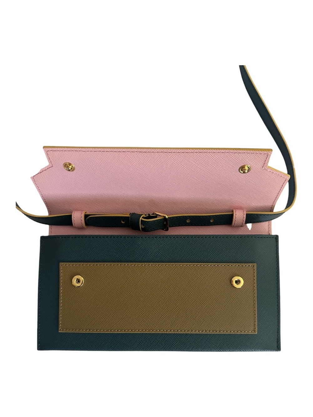 🌟 MARNI Colorblock Saffiano Leather Wallet-on-Chain (WOC) Shoulder Bag 🌟 - Picture 10 of 12